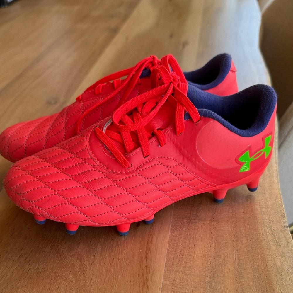 Under Armour Kids Red and Green Soccer Cleats